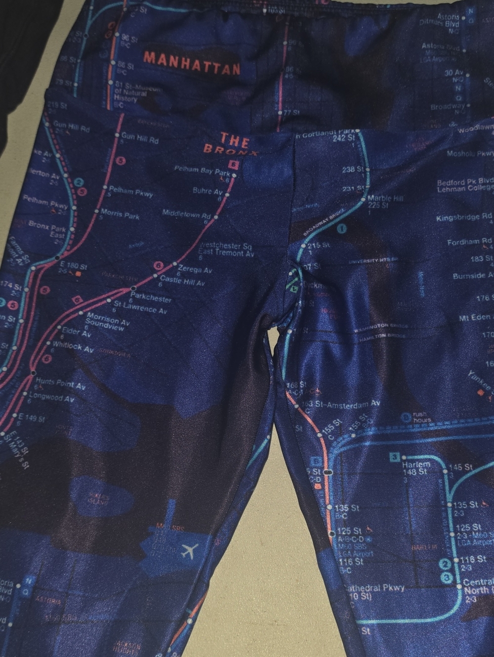 Goldsheep Navy Metro Map Leggings with Pink and Aqua Lines